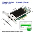 thumbnail image 2 of Tarjeta de Red de Servidor PCIe X8 de Doble Puerto 10GbE X540-T2, 4 Tarjetas RJ45 10G, Adaptador Ethernet de 10 Gigabits para PC y Portátil., 2 of 5
