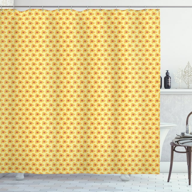 Ambesonne Funky Shower Curtain, Modern and Repetitive Pattern, 69"Wx84"L, Yellow Salmon