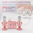 thumbnail image 2 of ASMR Microphone Equipment Bundle with Audio Interface, Immersive 3D Stereo Audio, Dual Condenser Mics with Audio Mixer, Clear Sound, Volume Control, with Furry Windscreens, Set for ASMR, Pink, 2 of 8