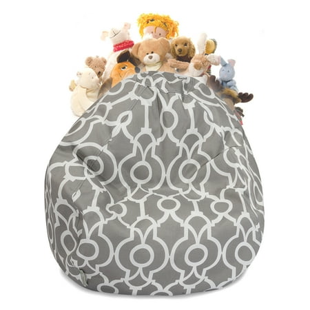 Stuffed Animal Bag - Majestic Home Goods Athens Stuffed Animal Storage Bean Bag Chair Cover w/ Transparent Mesh Base, Multiple Colors
