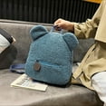 thumbnail image 5 of Xfvqtps Unisex Plush Backpack Cute Mini Kawaii Bear Ears Lamb Wool Adjustable Strap Lightweight Portable Bag Blue, 5 of 6