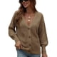 thumbnail image 1 of Cárdigan de punto para mujer, suéter con cuello en V, manga larga, botones, color liso, prendas de vestir exteriores sueltas, Tops para otoño invierno primavera caqui XL, 1 of 7