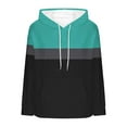 thumbnail image 4 of Women's Fleece Hoodies Trendy Color Block Long Sleeve Sweatshirts Drawstring Pullover Tops with Pocket Casual Loose Tops (L, Black-1), 4 of 5
