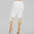 thumbnail image 6 of Womens Leggings with Pocket New Lace Leggings for Women Plus Size High Waisted Capris Cropped Leggings Stretch Lace Trim Soft Tights Yoga Pants Women Capris New White 3XL, 6 of 8