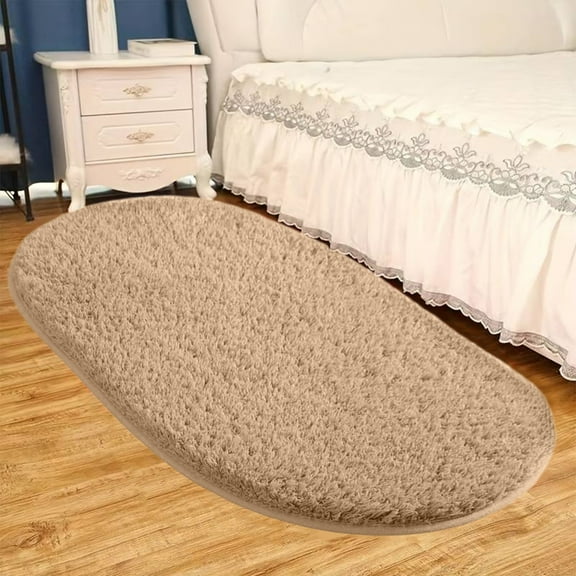 Isvgxsz Fluffy Bedroom Rug 15.7x31.5in, Shaggy Area Rug for Bedroom Bedside, Soft Oval Throw Rugs Carpet for Living Room Kids Girls Home Decor