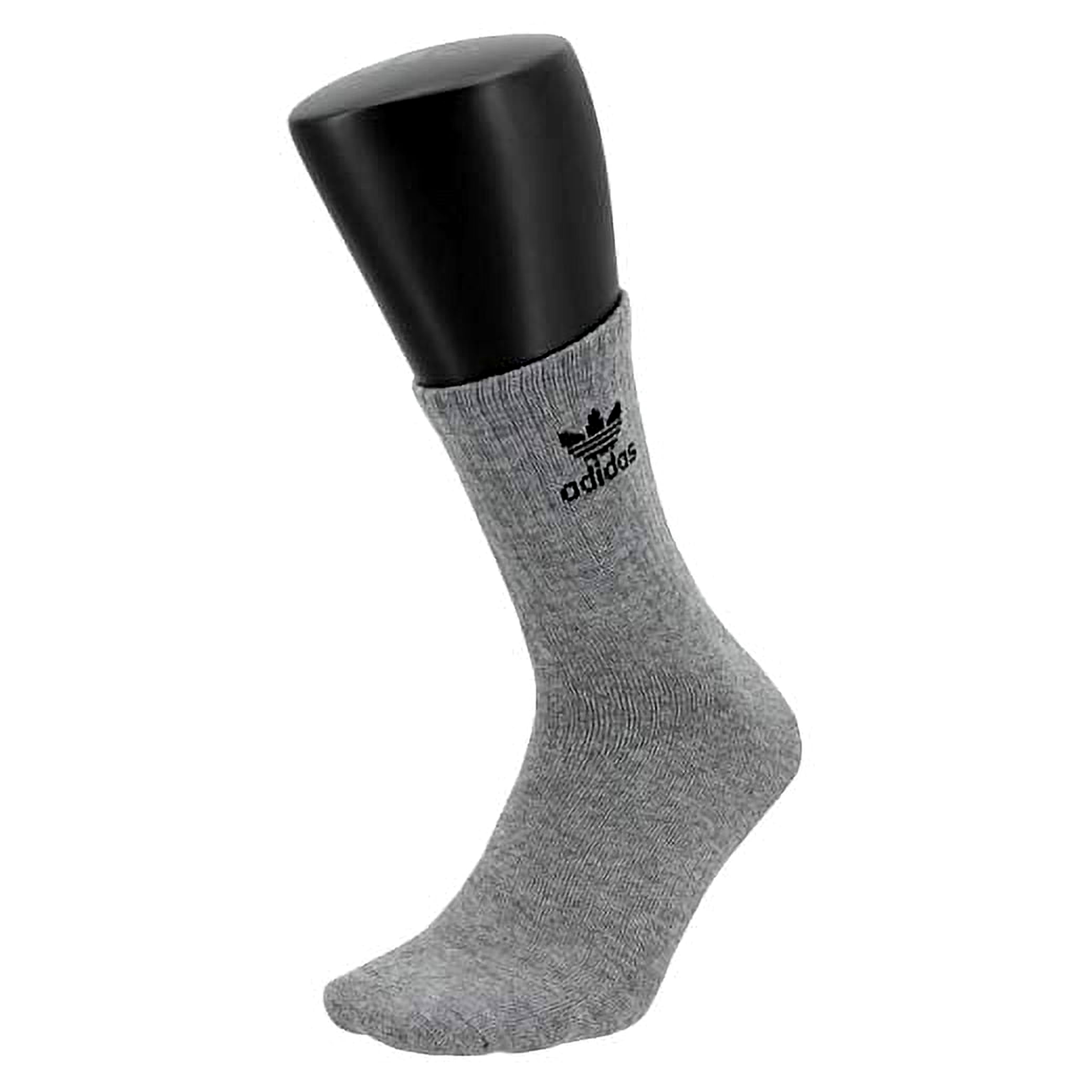 adidas Originals Men's Trefoil Quarter Socks (6-Pair), Heather Grey/ Black/ White, Large