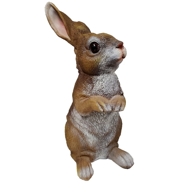 Brown Bunny Rabbit Standing Holding Paws Large Garden Statue Figurine 14 Inch Walmart Com