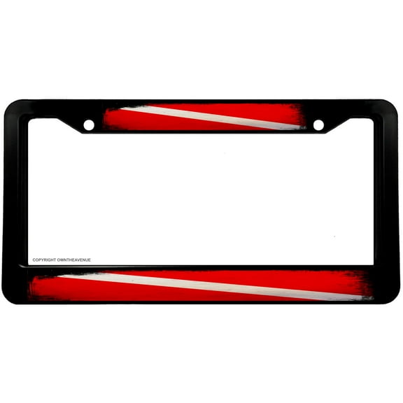 Scuba Diving Diver Down Flag Vintage Distressed Style License Plate Frame