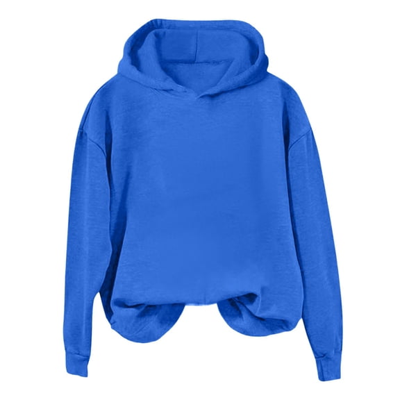 Winter Cute Hoodies For Women Solid Warm Hooded Casual Loose Long Sleeve Blue Hoodie Pullover (Available in Plus Size) Sizes S-2XL Up To 65% Off!