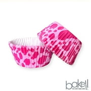 Pink Cow Print Cupcake Liners (25pcs, Standard Size) Grease Resistant Cake Liners for Baking, Caking and Crafting by Bakell