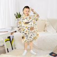thumbnail image 6 of FORMRS Wearable Blanket Hoodie with Sleeves for Kids Cozy Flannel Sweatshirt, Beige Birds Floral, 6 of 7