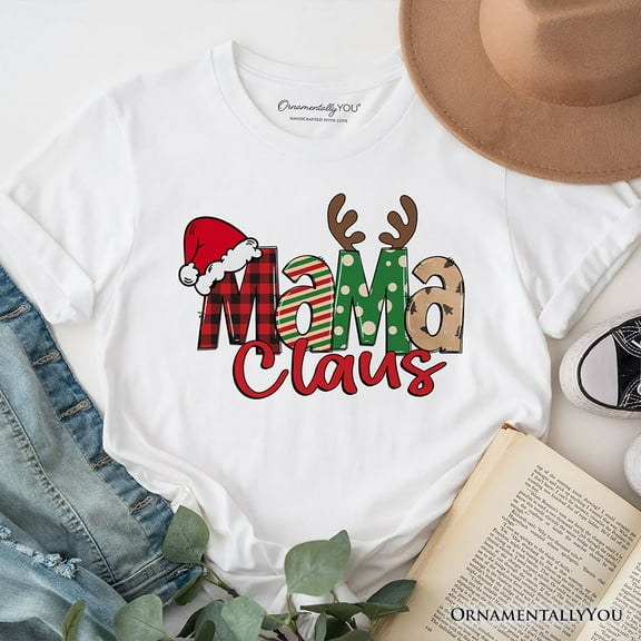 Mama Claus Retro Christmas T-Shirt, Matching Family Holiday Tee