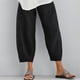thumbnail image 3 of Sonducket Pantalones casuales de mujer de cintura elástica suelta de poliéster hechos de algodón y lino pantalones cómodos y transpirables Prendas para la parte inferior del cuerpo negro, 1 XXXL, 3 of 6