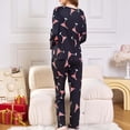 thumbnail image 5 of Tiweut Womens 2 Piece Pajamas Sets for Christmas Elegant Wine Glass Print Soft Long Sleeve Tops and Pants Loungewear for Cozy Nights and Relaxation Ladies Sleepwear Set,A-Black,L, 5 of 5