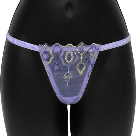 Jewel Of The Nile Bow Back G String Panty, Small, Lavender