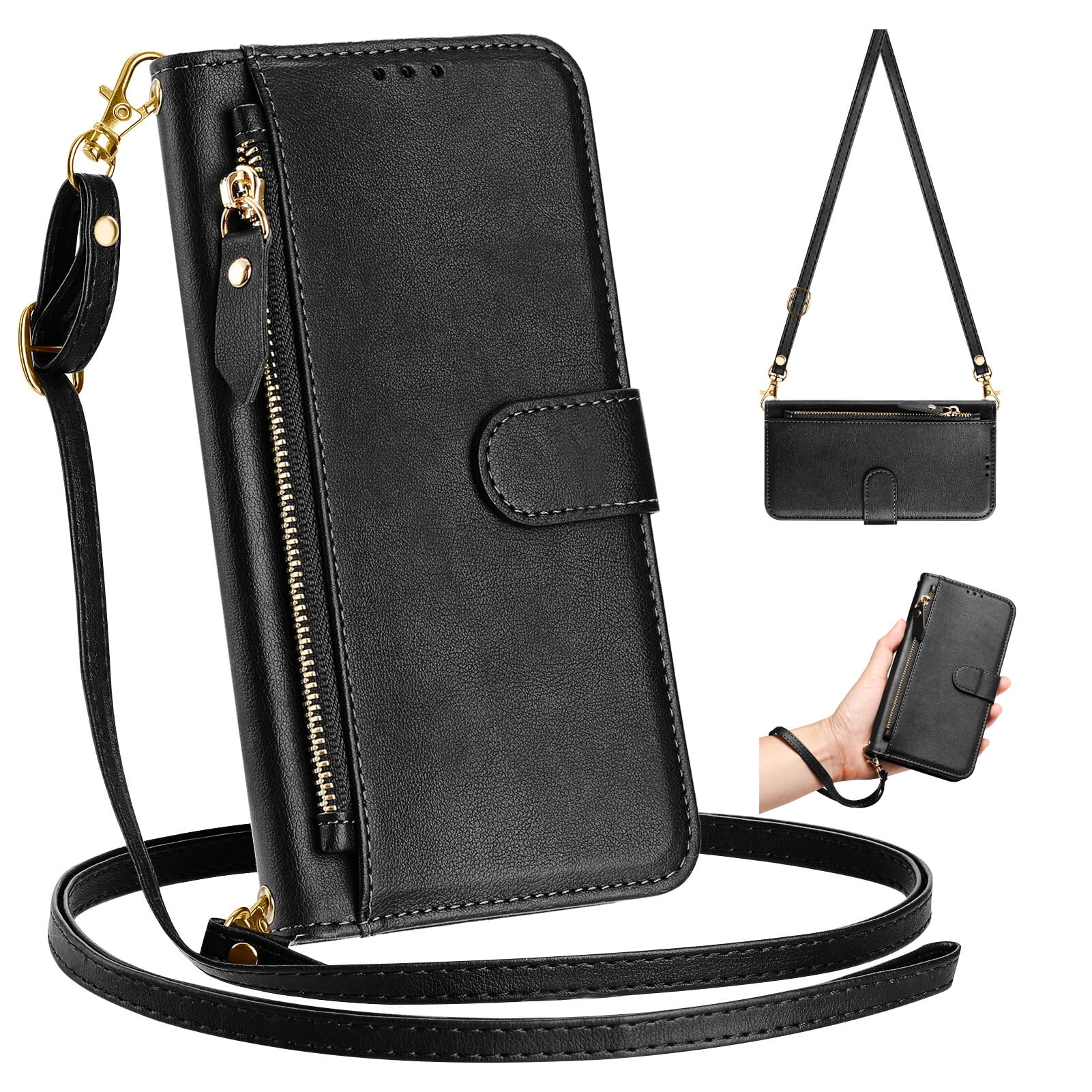 TCL 50 XE NXTPAPER 5G Case ,Zipper Handbag Wallet Leather Cover with Crossbody Detachable Lanyard Strap
