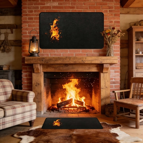 Fireplace Mat Fireproof, 42 x 24 inch Hearth Rugs Outdoor Under Grill Mats for Fireplaces Fire Resistant, Indoor Fire Pit Wood Stove Pads, Black