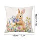 thumbnail image 3 of Funda de cojín de lino con estampado de conejo y huevo de Pascua | Funda de cojín decorativa de 45 x 45 cm para sofá, dormitorio | Decoración de Pascua para el hogar, 3 of 6