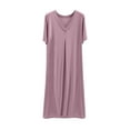 thumbnail image 2 of Sakmal Sleepwear for Women Comfy Cotton Night dress Short Sleeve Purple Nightgowns for Women, 2 of 5