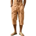 thumbnail image 4 of cfhntfmh Mens Capri Pants Casual Lightweight Elastic Waist Cargos Drawstring Beach Yoga Pants with Pockets (Yellow,X-Large), 4 of 7
