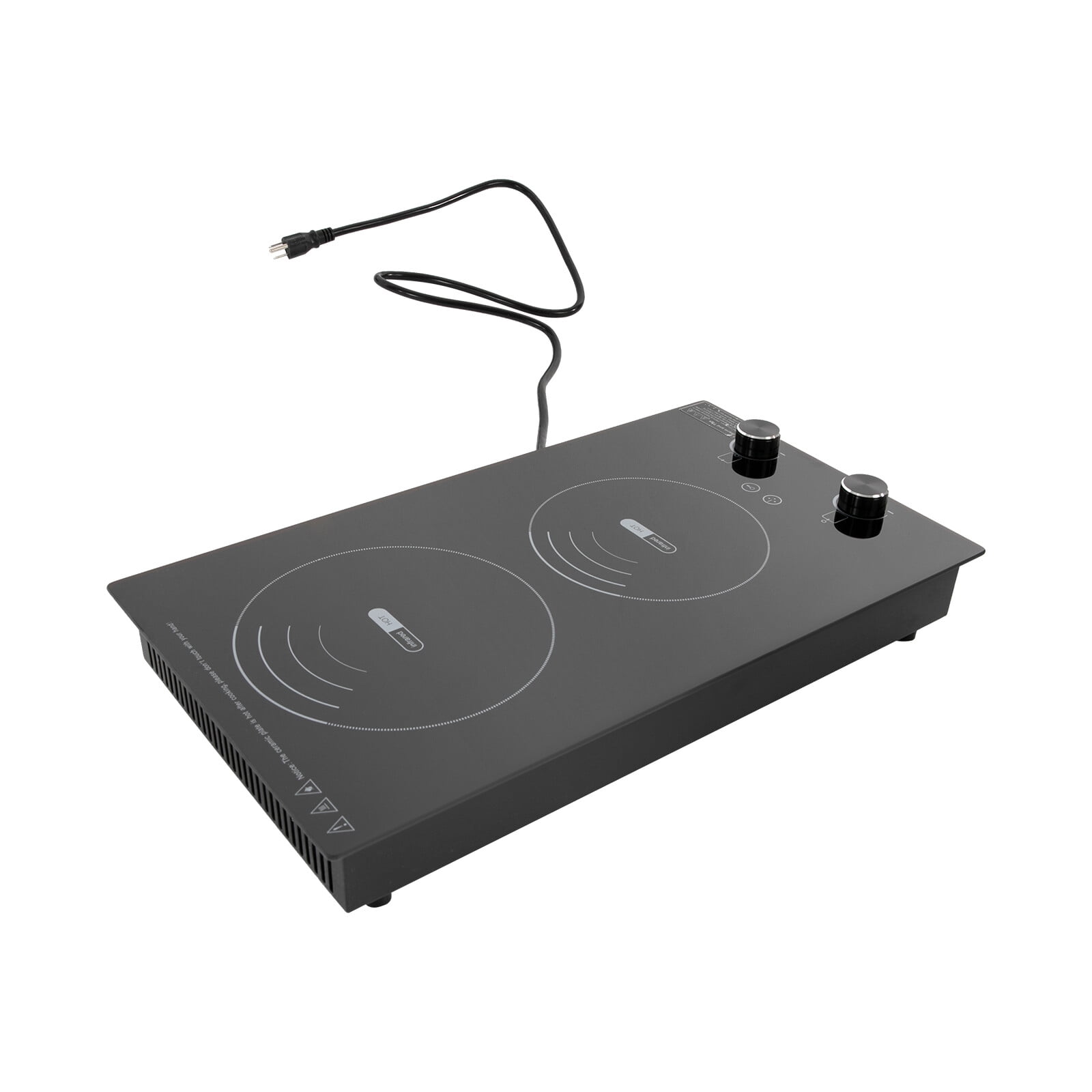 2 Burner Electric Cooktop 110V 3000W Plug-in Electric Ceramic Stove Top, LED Display Countertop Radiant Cooktop with 10 Power Levels, Touch & Knob Control, Safety Lock, Automatic Shutdown