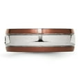 thumbnail image 3 of Auriga Stainless Steel Brushed Polished Brown IP-plated Edge Diamond 8 mm Band for Women Size 13, 3 of 6