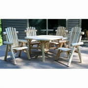 Angle View: Contoured Comfort Cedar log 47" Roundabout Table/ 4 Chair Set