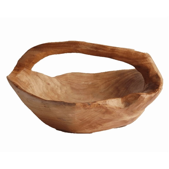 Greener Valley Live Edge Root Wood Decorative Bowl with Handle Large 14-15" wide