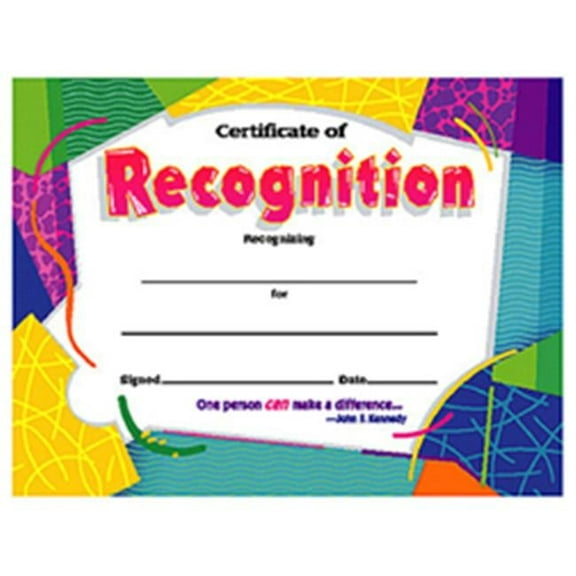 Trend Enterprises Inc.  Certificate Of Recognition Colorful