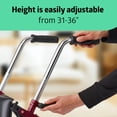 thumbnail image 5 of Andador con ruedas Medline de 2 ruedas para adultos y personas mayores, capacidad de peso de 136 kg, color burdeos, ruedas de 12,7 cm, asiento acolchado, plegable, asas ajustables y frenos de presión., 5 of 5