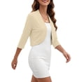 thumbnail image 2 of Anygrew Women's Lightweight Cardigans Casual 3/4 Sleeves Shrugs Open Front Cropped Cardigan Bolero for Dress, 2 of 8