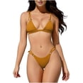 thumbnail image 2 of Mceream Women Solid Backless Bikini Bandage Two-Pieces Swimwear Swimsuit Beachwear Set Brown S, 2 of 7