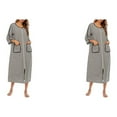 thumbnail image 2 of yingyy 1/2/3 Polyester Robe de Nuit Femme Décontractée Col Rond Manches Longues Double Poche Respirante Robe de Maison Vêtement de Nuit Gris TTG 2 Pcs, 2 of 6