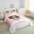 thumbnail image 3 of jejeloiu Cute Ballet Girly Bedding Comforter Set,Kawaii Black Princess Twin Comforter Sets,Cartoon Pink Loves Bedding Set For Girls Kids,Luxury Bedroom Decor Reversible,2-Piece, 3 of 8