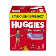 Huggies Little Movers Baby Diapers, Size 8 (46+ lbs), 58 Count (Select for More)