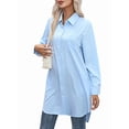 thumbnail image 3 of Vestido Camisero Informal para Mujer, Cuello en V, Botones, Larga, Holgado, Minivestido Azul XL, 3 of 8