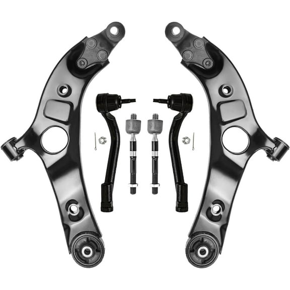 Detroit Axle - 6pc Front End Suspension Kit for Hyundai 2015-2018 Santa Fe, 2015-2019 Santa Fe XL, 2 Lower Control Arms Ball Joints Assembly 4 Inner Outer Tie Rods 2016 2017 Replacement