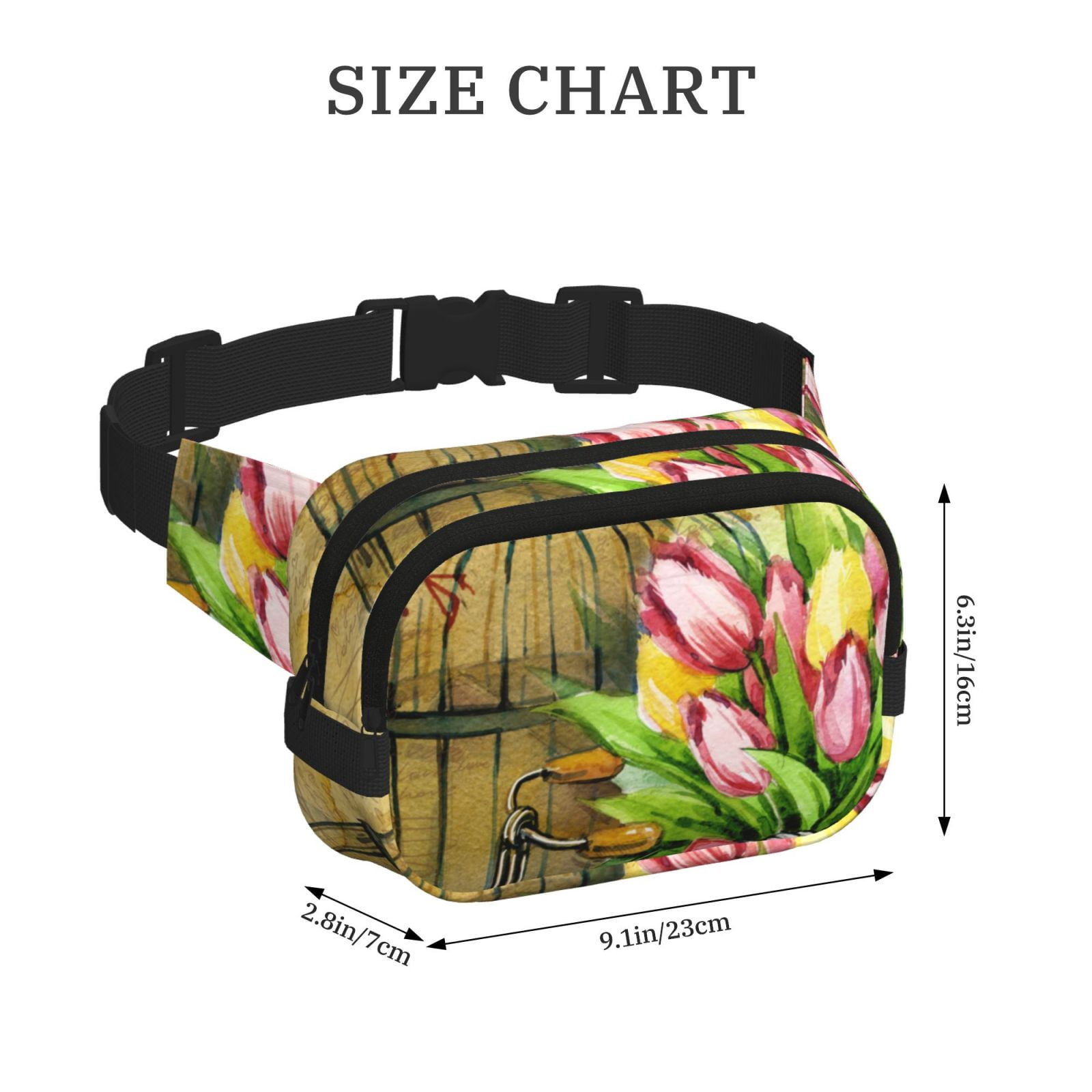 Picia Watercolor Canary Bird Print Square Double-Layer Waist Bag Mini Adjustable Waist Belt Bag Exercise Running Travel Hiking