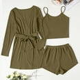thumbnail image 2 of Women's 3 Piece Outfits Cami Top & Shorts Lounge Sleepwear Ribbed Pajama PJs Set with Robe, 2 of 6