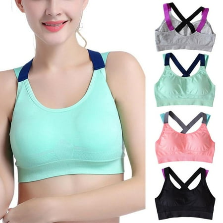 

Sports Bra for Women Criss-Cross Back Padded Strappy Sports Bras Medium Support Yoga Bra with Removable Cups