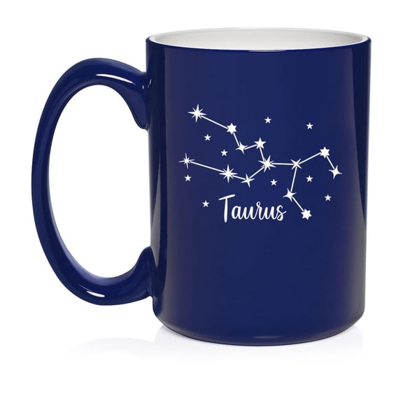 Star Zodiac Horoscope Constellation Ceramic Coffee Mug Tea Cup Gift ((15oz Blue) (Taurus))