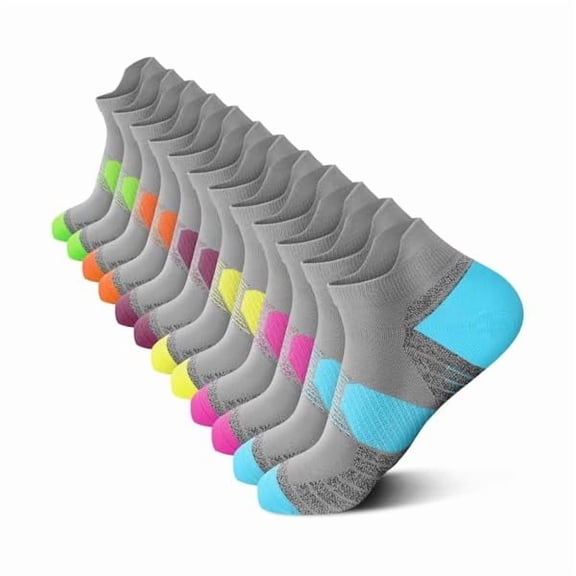 Eryueer Compression Running Socks Women (6 Pairs), Ankle Athletic Socks Low Cut with Arch Support