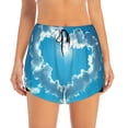 thumbnail image 2 of Gukieu Heart Shaped Cloud Print Women's Sports Shorts with Drawstring Elastic Waistband for Running, Yoga, Fitness-X-Large, 2 of 7