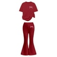 thumbnail image 4 of MUXiin Girls Outfits Size 14-16 Letter Print Short Sleeve T Shirt Tops and Flare Pants Sports Suit Round Neck Fashion Casual Athleisure Short Sleeve Set Back To School Clothes, 4 of 5