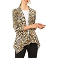 thumbnail image 6 of INSPIRE CHIC Women's Leopard Print Long Sleeve Open Front Cardigan Beige L, 6 of 8