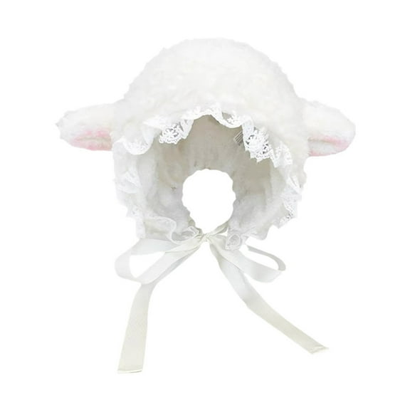 Lovely Lamb Hat Costume Hats Christmas Gift Warm Soft Cosplay Bucket Hat Fluffy Costume Hats Christmas Gift