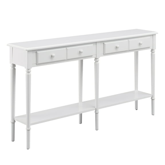 Leick Home Coastal Notions Solid Wood Console Table with Shelf, White