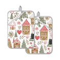 thumbnail image 7 of Yayeee Pot Holders Kitchen Heat Resistant with Pocket 7"x9.8" Cotton Oven Cooking Hot Pads, Brown Nordic Style Christmas House, 7 of 7