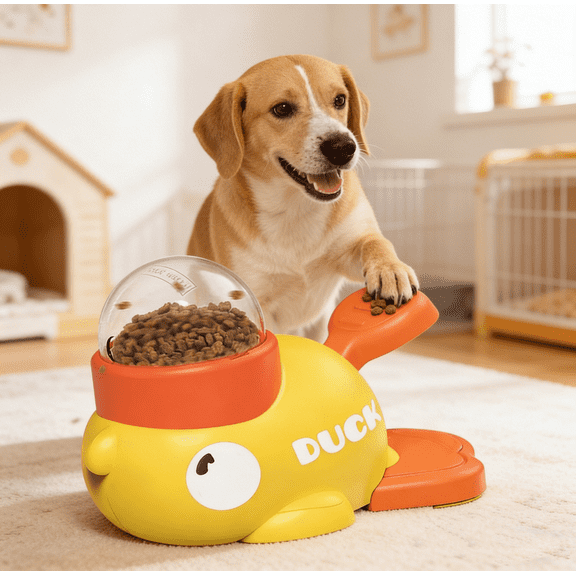 Interactive Dog Toys Food Puzzle Slow Feeder – Duck-Shaped Treat Dispenser Toy for Small Medium Dogs & Cats, IQ Training Enrichment Toy, Adjustable Slow Feeder Bowls