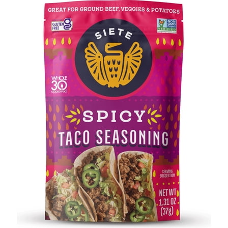 Pack Of 2 Siete Spicy Taco Seasoning, 1.3 oz (Package May Vary)